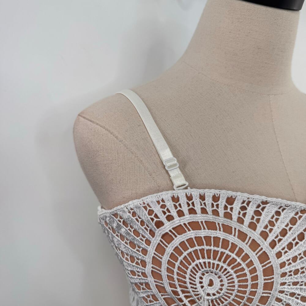 Jonathan Simkhai Jamie Dress White Fossil Guipure Lace Wedding Party LWD Size 12 - Picture 5 of 16